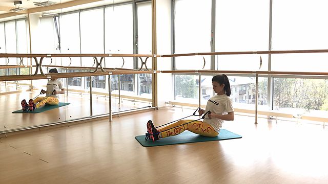 Photo of Horizontal pull using resistance band exercise