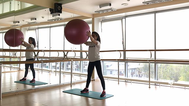 Photo of Fitball front squats exercise