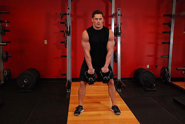 Photo of Double Kettlebell Alternating Hang Clean exercise