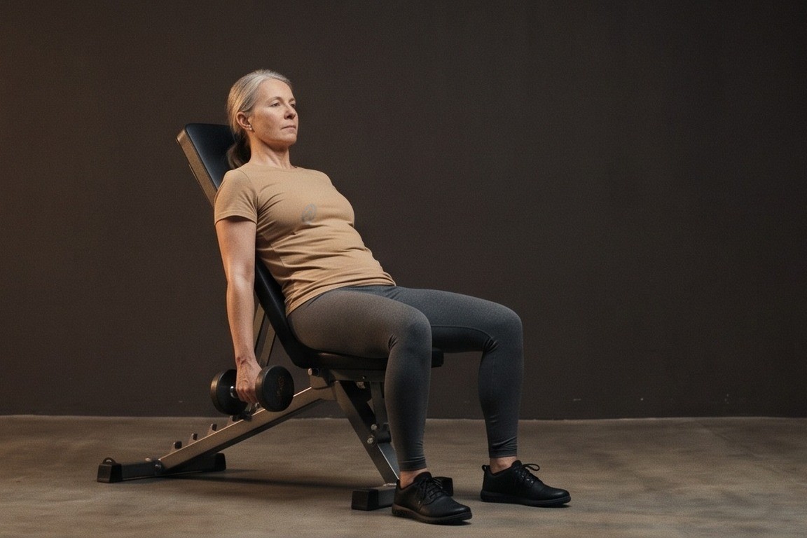 Seated Alternate Incline Dumbbell Curl: starting position