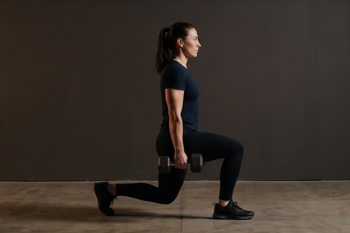Dumbbell Lunges: final position