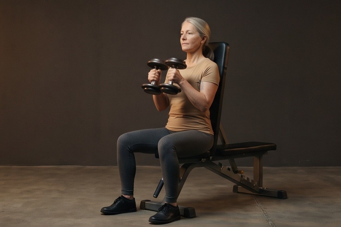 Arnold Dumbbell Press: starting position