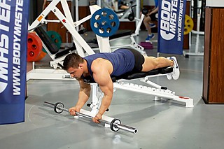 Lying High Bench Barbell Curl