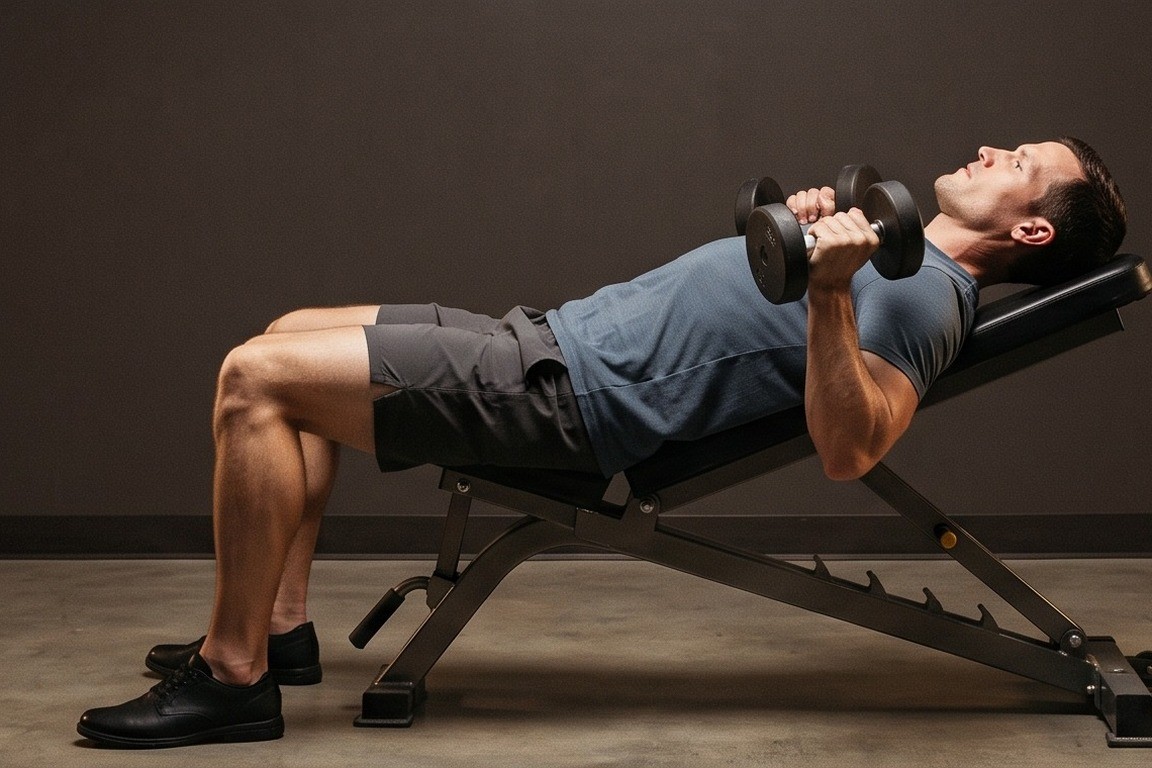 Incline Dumbbell Press: starting position