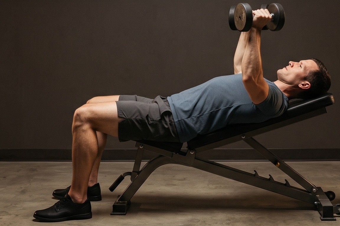 Incline Dumbbell Press: final position