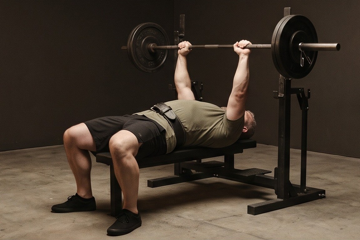 Barbell Bench Press — Medium Grip: starting position