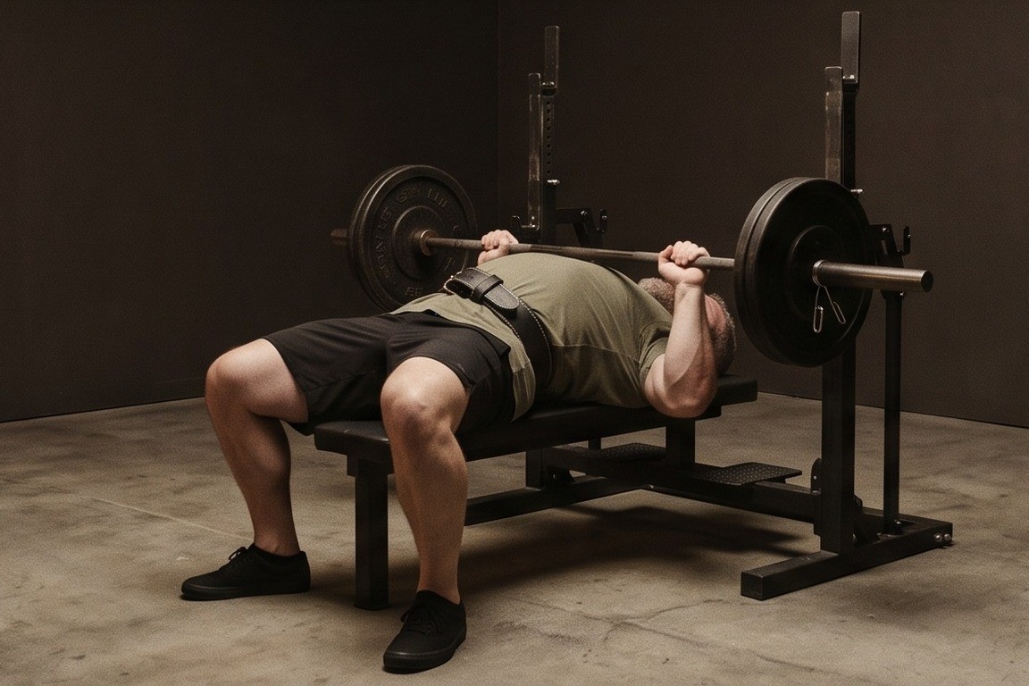 Barbell Bench Press — Medium Grip: final position