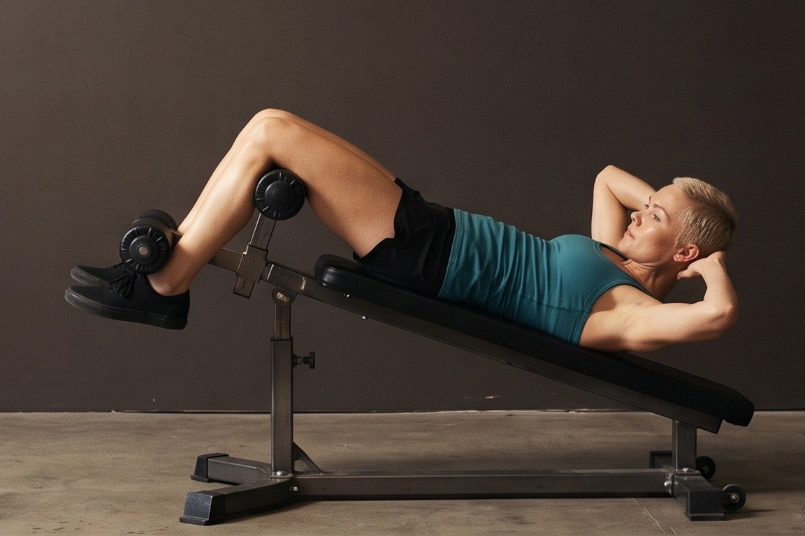 Decline Oblique Crunch: starting position