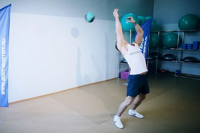 Photo of Backward Medicine Ball Throw exercise
