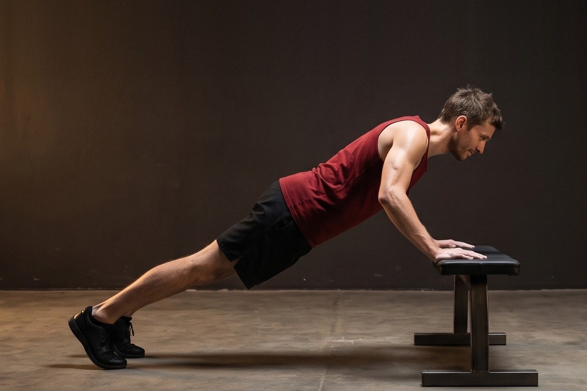 Wide-Grip Incline Push-Up: starting position