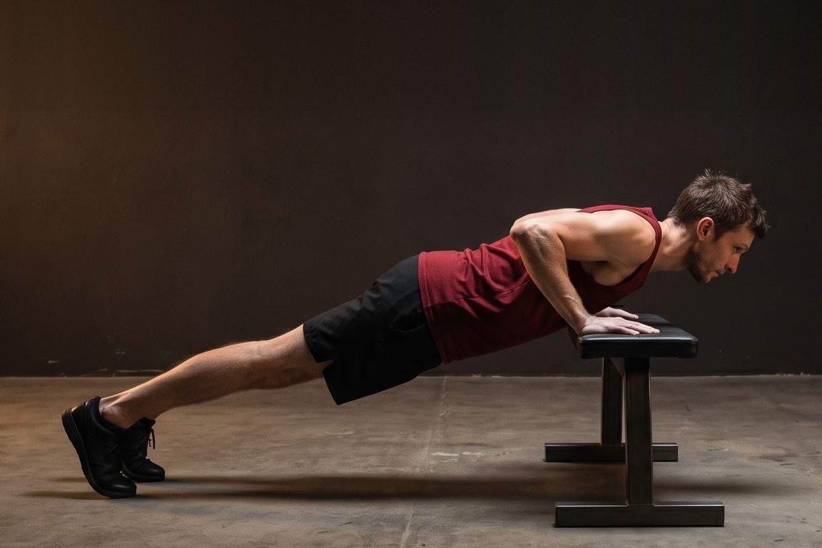 Wide-Grip Incline Push-Up: final position